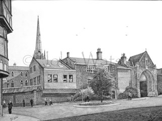 Tombland, Norwich, (pencil drawing) Image.