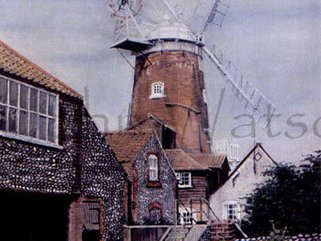 Cley Windmill, Norfolk  (pastel drawing) Image.