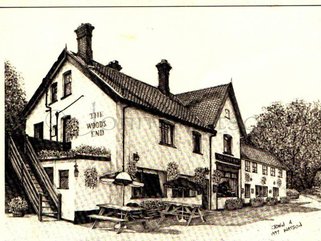 No 3 Woods  End,  Bramerton, Norfolk  pencil drawing Image.