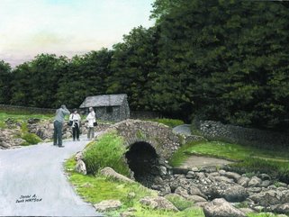 Ashness  Bridge,  Cumbria,  pastel  drawing Image.