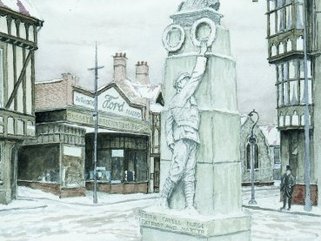 Edith Cavell monument, original was watercolour Image.