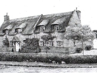 Cottage, Woodbastwick,  Norfolk  (pencil drawing) Image.