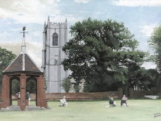 Heydon village, Norfolk  (oil painting) Image.