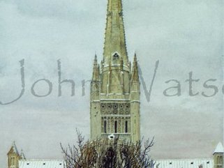 Norwich Cathedral  (watercolour) Image.