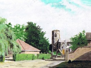 St. Margarets Church, Norwich, oil painting Image.