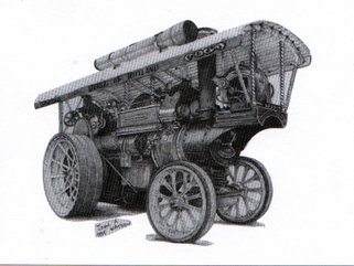 traction Engine, pencil drawing Image.
