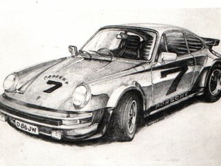 Porshe, pencil drawing Image.